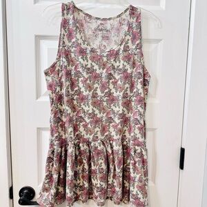 Latched Mama Floral Sleeveless Nursing Ruffle Tunic Top